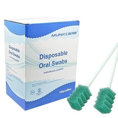 MUNKCARE Esponja desechable tratada con dentífrico para el cuidado bucal, envueltas individualmente, 150 unidades (verde oscuro)