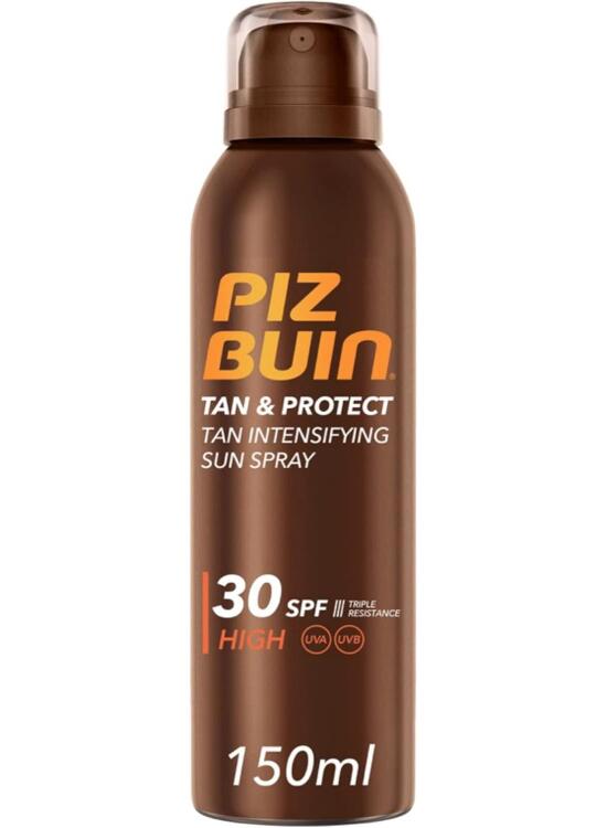PIZ BUIN Protector Solar en Spray SPF30, Tan & Protect Acelerador del Bronceado de Protección Alta, con Vitamina E y Protección UVA/UVB, 150 ml