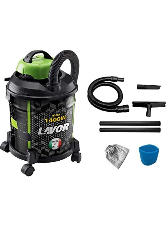 Lavor Aspirador de Polvo y lÍquido Joker 1400 S W, 20 litros, 75 Decibelios, Verde y Negro