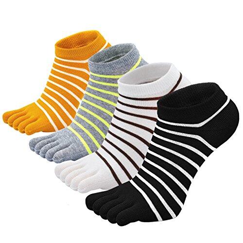 PUTUO Calcetines de Cinco Dedos de pie para Mujer, Calcetines de Algodón, suave y transpirable, para Deporte, 4 pares