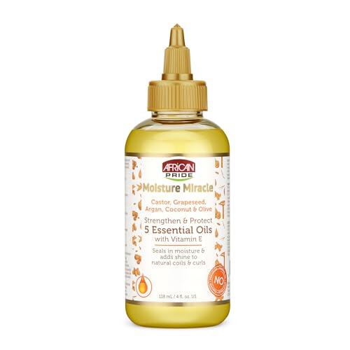 African Pride - Moisture Miracle 5 aceites esenciales para fortalecer y proteger el cabello, 118 ml