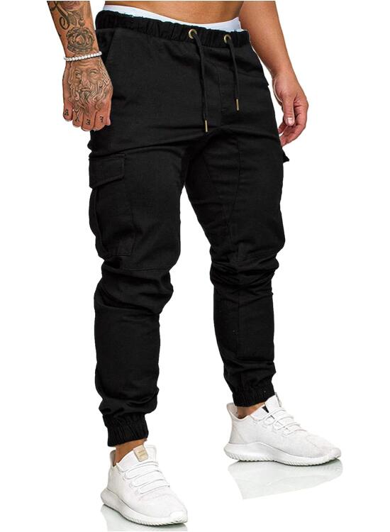 SOMTHRON Hombre Pantalón Cinturón de Cintura elástico Pantalones de chándal de algodón Largo Jogging Pantalones de Carga Deportiva de Talla Grande Jogger Slim Fit Pantalones