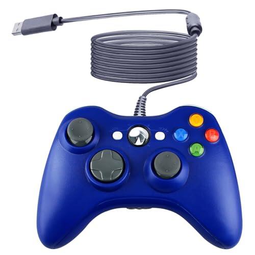 OSTENT Mando con cable USB Gamepad Joystick para Microsoft Xbox 360 Consola Windows PC Ordenador Portátil Videojuegos Color Negro Azul