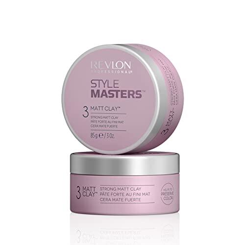 REVLON PROFESSIONAL Style Masters Matt Clay Cera de Fijación Fuerte y Duradera, Crema Moldeadora para Peinados, con un Acabado Mate, Cera Pelo 85g