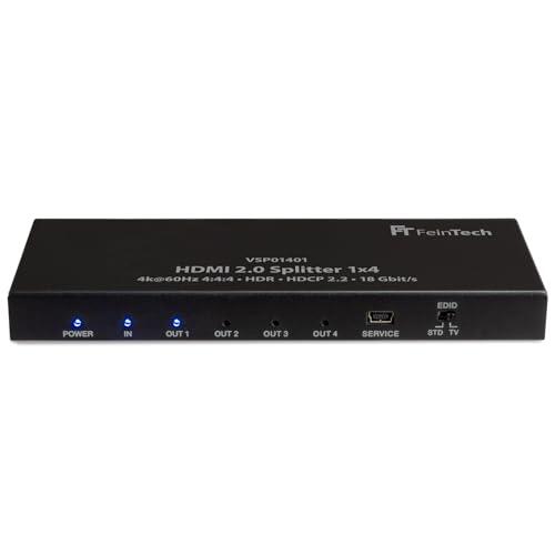 FeinTech VSP01401 HDMI 2.0 Splitter 1x4 distribuidor 4 vías UHD 4K@60Hz YUV 4:4:4 HDR EDID 18 Gbps