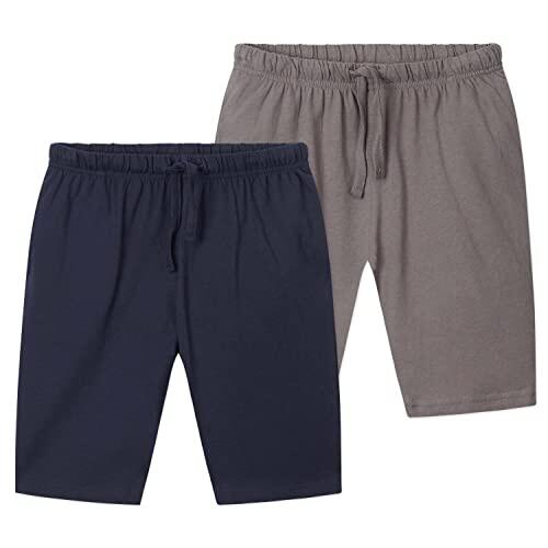 CityComfort Pantalon Pijama Niño Adolescente Pack de 2 Pantalones Cortos Niño Cintura Elástica Ropa de Casa Ideas de Regalos (Azul marino/Carbón, 11-12 Años)