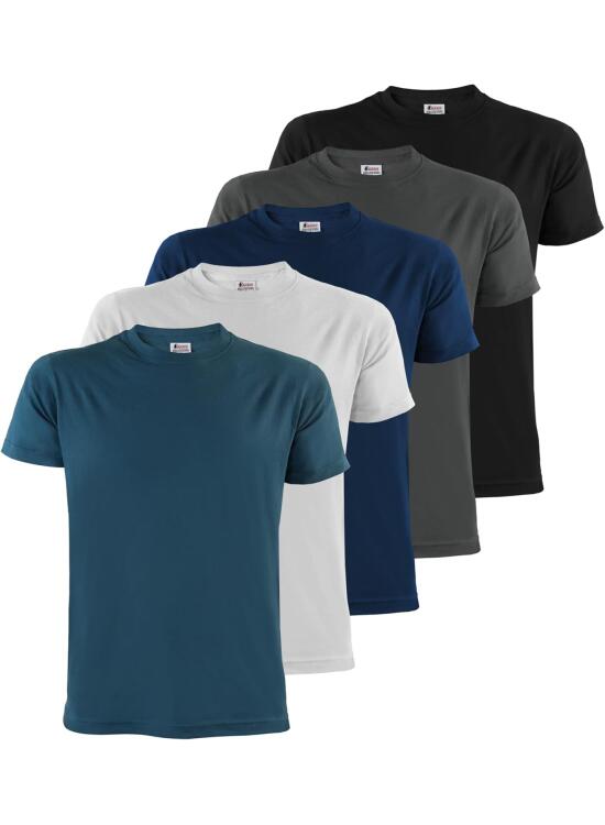 ALPIDEX T-Shirt Camisetas Hombre Pack de 5 Cuello Redondo 100% Algodón Unicolor Corta Shirt Men Camisa de Manga Casual S M L XL XXL 3XL 4XL 5XL