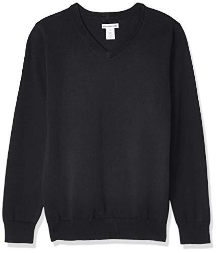 Amazon Essentials Jersey de Cuello en v y Algodón para Uniforme Unisex Niño, Negro Mezcla, 11-12 años