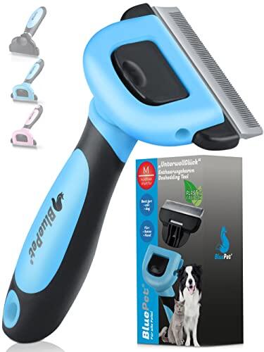 BluePet Peine Perros y Gatos, Cepillo Pelo Corto, Quita Nudos y Subpelo | Peine para Perros y Gatos de Pelo Corto. Rastrillo Quita Nudos, Pelo Muerto y Subpelo. Deslanador Quitapelo. Taille M 66mm.