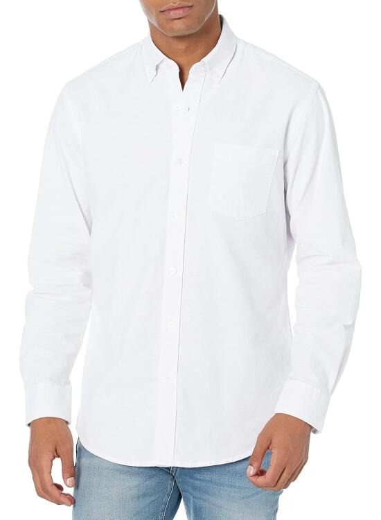 Amazon Essentials Camisa Oxford con Bolsillo de Manga Larga y Ajuste Normal Hombre