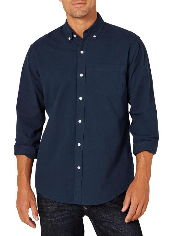 Amazon Essentials Camisa Oxford con Bolsillo de Manga Larga y Ajuste Normal Hombre