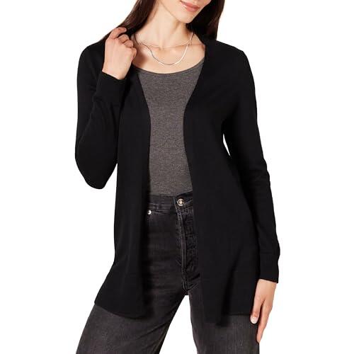 Amazon Essentials Open-front Cardigan, chaqueta punto Mujer, Negro (Black Bla), Large