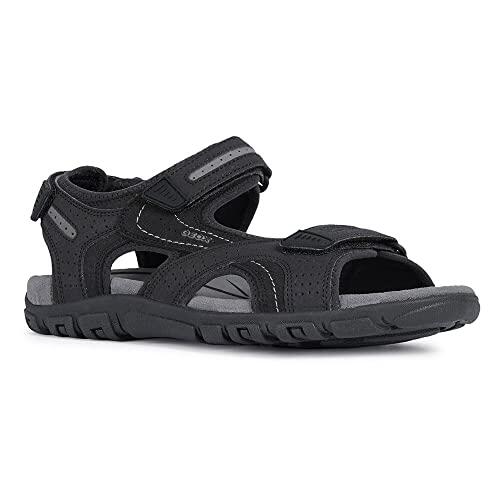 Geox Uomo Sandal Strada D, Sandalias para Hombre, Multicolor (Black/Stone), 42 EU