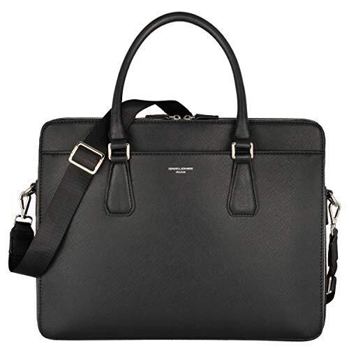 David Jones - Bolso de Mano Maletín Hombre - Portadocumentos Ordenador Portátil 13 Pulgadas - Cartera Cuero PU Negocios Trabajo - Bolso Bandolera Hombre Mensajero Portafolio Oficina Business - Negro