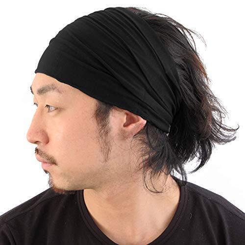 CHARM Hombre Cinta De Correr - Bandana Pelo Pañuelos Diadema Mujer Elastica Negro M