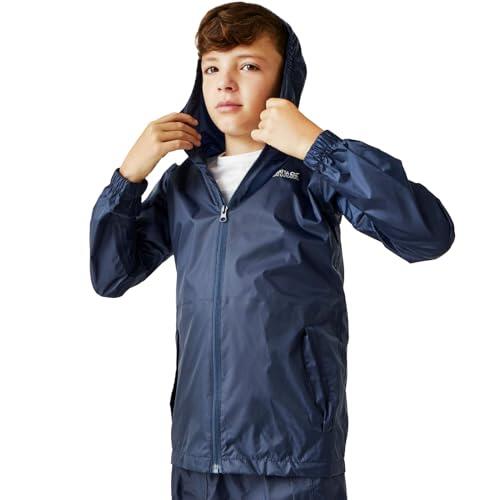 Regatta Chaqueta Jacket III Impermeable y transpirable Ligera sin forro con capucha Jackets Waterproof Shell, Unisex niños, Midnight, 14 yr