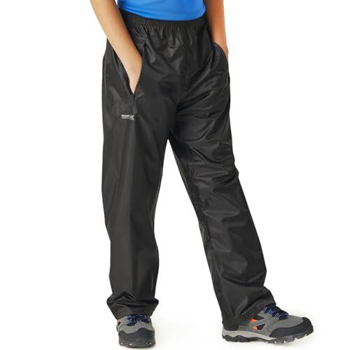 Regatta Pantalones para niños Stormbreak Impermeables con Costuras Selladas Overtrousers, Unisex niños, Black, 14 yr