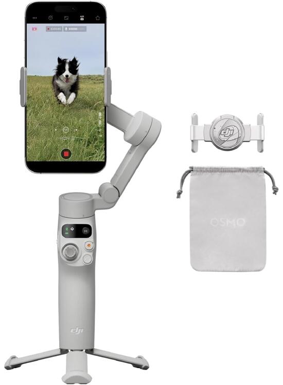 Estabilizador DJI Osmo Mobile 7 para iPhone, Android, Trípode integrado, Ultraligero, Estabilizador de teléfono de 3 ejes, ActiveTrack 7.0, ShotGuides, Edición con un toque, 10 horas de uso