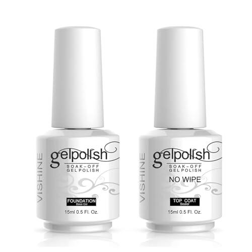 Vishine 15 ml Base Coat & Top Coat – Lote de esmaltes de base y acabado – Gel semipermanente – Kit de manicura – 2 piezas