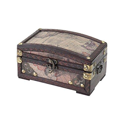 HMF Joyero de madera, pequeño cofre del tesoro con cierre vintage decorativo para guardar joyas o como idea de regalo para cumpleaños y boda | Colombia | 17 x 10 x 9 cm