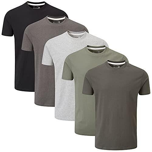 Charles Wilson Paquete 5 Camisetas Cuello Redondo Lisas (Large, Monochrome)