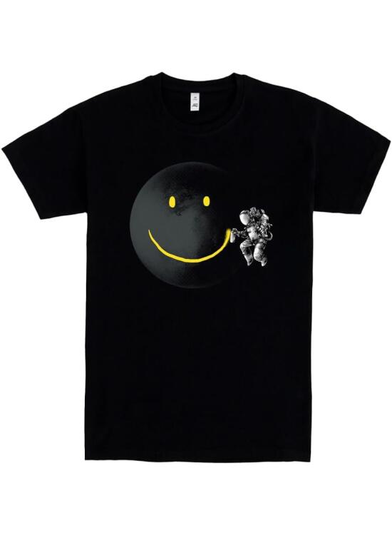 Pampling Camiseta de Manga Corta, 100% Algodón, Ropa Unisex para Hombres y Mujeres en 5 Tallas, Camiseta Negra, Modelo Make a Smile