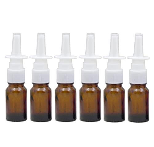 6 botellas de vidrio de spray nasal, recargables, 10 ml