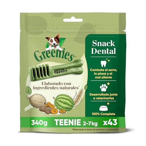 GREENIES Bastones dentales para Perros pequeños Que pesan de 2 a 7 kg, 43 palitos masticables, golosinas de higiene bucal certificadas por Veterinarios, 340 g