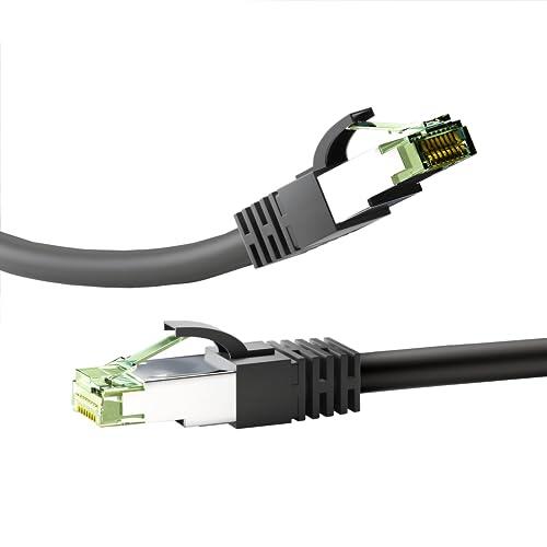 goobay 66722 RJ45 cable de conexión CAT 8.1 / enchufe RJ45 / 8K Gaming PS5 Playstation 5 & Xbox / 2.000 MHz/cable de red OFC/cable DSL/Negro/Cable LAN 2 m