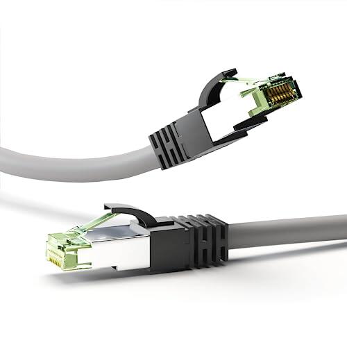 goobay 55137 RJ45 cable de conexión CAT 8.1 / enchufe RJ45 / 8K Gaming PS5 Playstation 5 & Xbox / 2.000 MHz/cable de red OFC/cable DSL/Gris/Cable LAN 2 m