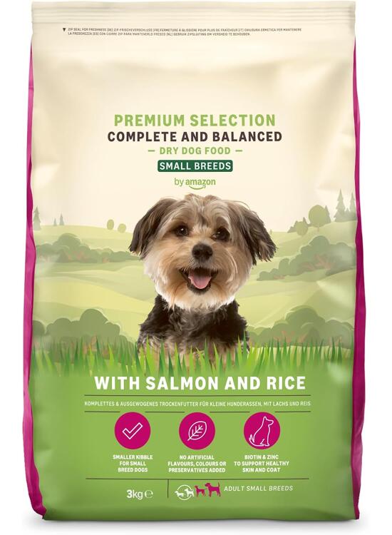 by Amazon Alimento seco completo para perros (razas pequeñas) con salmón y arroz, 3 kg (Paquete de 1) (Anteriormente una marca Lifelong, el mismo producto)