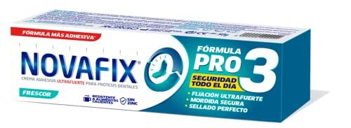 Novafix Pro3 Frescor - crema adhesiva dentaduras postizas - 50 g | Fijación ultrafuerte.