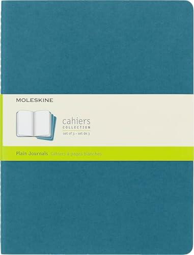 Moleskine - Cahier Journal Cuaderno de Notas, Set de 3 Cuadernos con Páginas , Tapa de Cartón y Cosido de Algodón Visible, Color Azul Teal