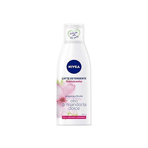 Nivea – Leche desmaquillante facial suave, eficacia impermeable, desmaquillante, hidratación y calma, sin secar, aceite de almendras dulce e hidraminas, vegano – piel seca y sensible – 200 ml