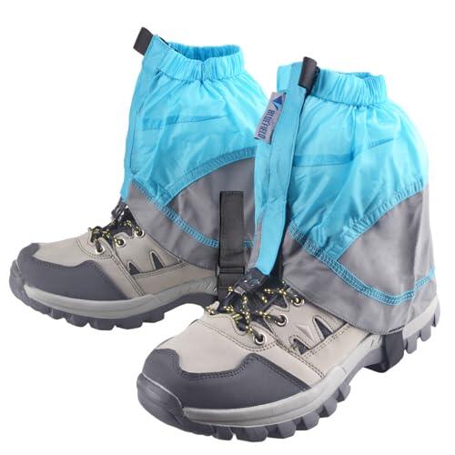 Azarxis Polainas de Senderismo Impermeable Gaiters Polainas a Prueba de Nieve Protección para Caza Esquí Senderismo Escalada Hombres Mujeres (Azul, Talla única)