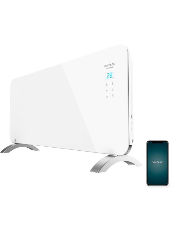 Cecotec Radiador Eléctrico Bajo Consumo Ready Warm 6750 Crystal Connection. Wifi, 2000 W, Termostato Regulable, 2 Modos, Temporizador, Soporte de pie, Protección sobrecalentamiento