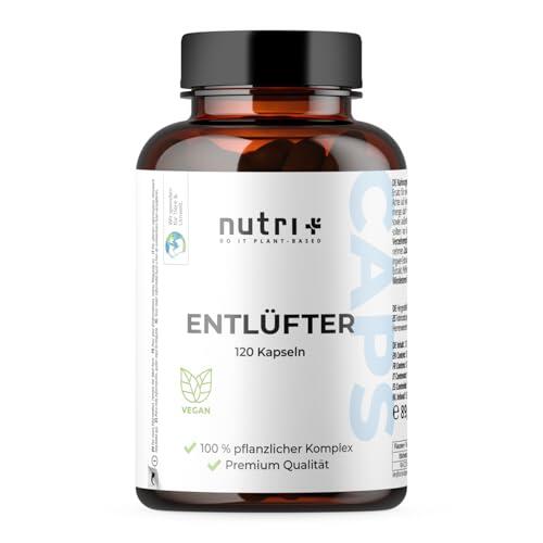 Nutri + Entlüfter 120 Cápsulas - para Gases e Hinchazón abdominal - Relajación gastrointestinal - Comino negro, Anís, Cúrcuma, Jengibre, Hinojo