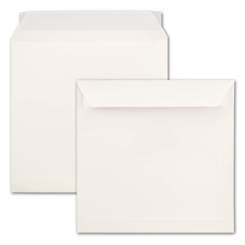 NEUSER PAPIER 25 sobres cuadrados de 22 x 22 cm, color crema, 120 gramos por m², para ocasiones muy especiales, autoadhesivos, con solapa recta