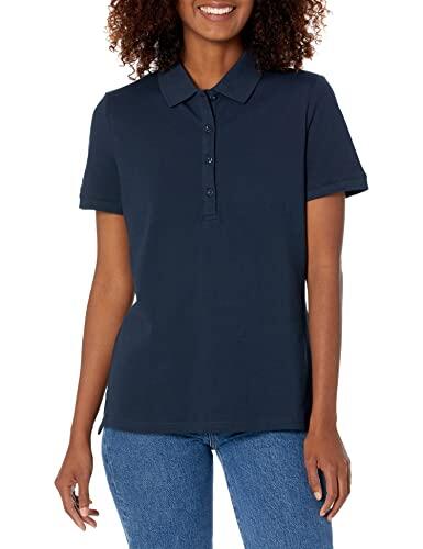 Amazon Essentials Polo de Manga Corta (Disponible en Tallas Grandes) Mujer, Azul Marino, L