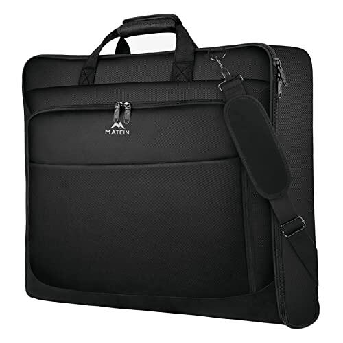 MATEIN Portatrajes Hombre Viaje, Bolsa Portatrajes Grande Trajes y Camisas Formales con Protección Antiarrugas Antirrobo Impermeable Organización Multifunción Múltiples Bolsillos Organizadores, Negro