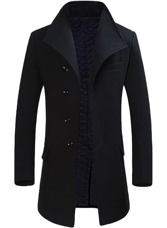 Allthemen Abrigo Largo de Invierno para Hombre Gabardina de Lana Casual Slim Fit Chaqueta Elegant Outerwear Color Sólido