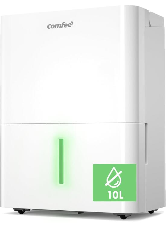 COMFEE’ Deshumidificador 10L para Humedad interior hasta 20 m2 / 50 m3 - Deshumificador Silencioso compacto y de bajo consumo - Deshumificadores de humedad con depósito extraible y reinicio automático