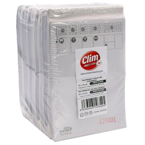 Clim Profesional - Pack 10 Talonarios Comandas para Camareros | 50 Hojas Triple Copia 10x15 cm | Gestión Hostelería y Restaurantes | Organización de Pedidos