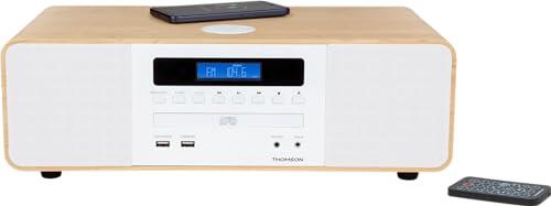 Thomson MIC201IBT - Microcadena cd bluetooth, compacta HiFi, cargador por inducción, radio FM, reproductor cd, USB reproductor, puerto de carga USB, toma auricular, AUX-IN, 50W, mando a distancia.