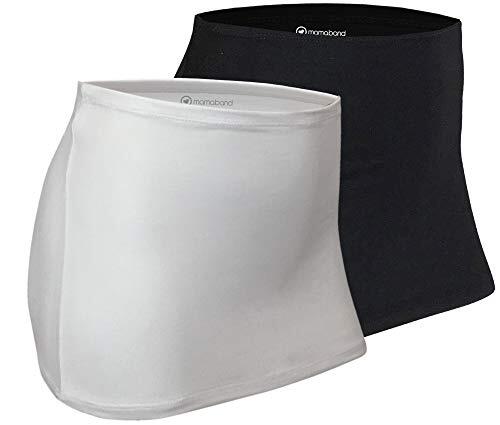 mama band - DOPPELPACK de calentadores de riñones para mantener calientes las zonas de los riñones y las caderas | Extensión de camiseta., blanco, negro, M/XL