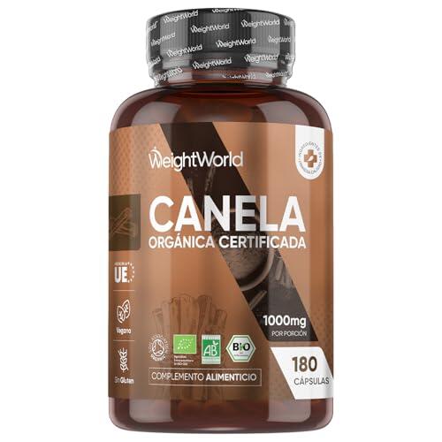 Canela Orgánica 1000mg - 180 Cápsulas de 100% Canela Pura - 3 Meses de Suministro, Apto para Veganos, 2 Cápsulas al Día, Sin Gluten ni OGM