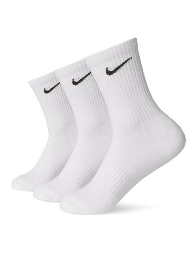 Nike U NK Everyday Ltwt Crew 3Pr Socks, Hombre, White/Black, L