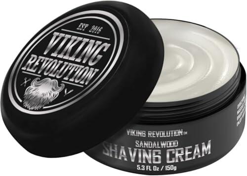 Viking Revolution - Crema Afeitar de Lujo para Hombre - Aroma a Sándalo - Jabón de Afeitar Suave, Suave y Sedoso - Crema de Afeitar Muy Suave para Hombres - 150 g