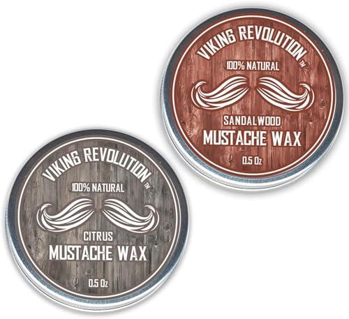 Viking Revolution - Cera Barba Hombre Paquete de 2 - Fijacion Fuerte que Ayuda a Peinar - Crema Barba Hombre - Aroma de Cítricos y Sándalo - 14g cada uno