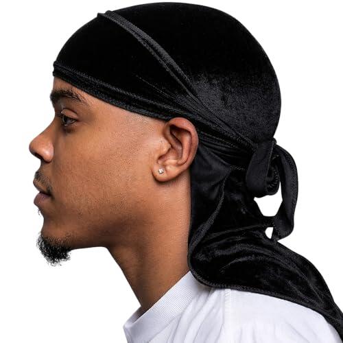 Veeta Velvet Terciopelo Durag, Negro, Talla única para Hombre
